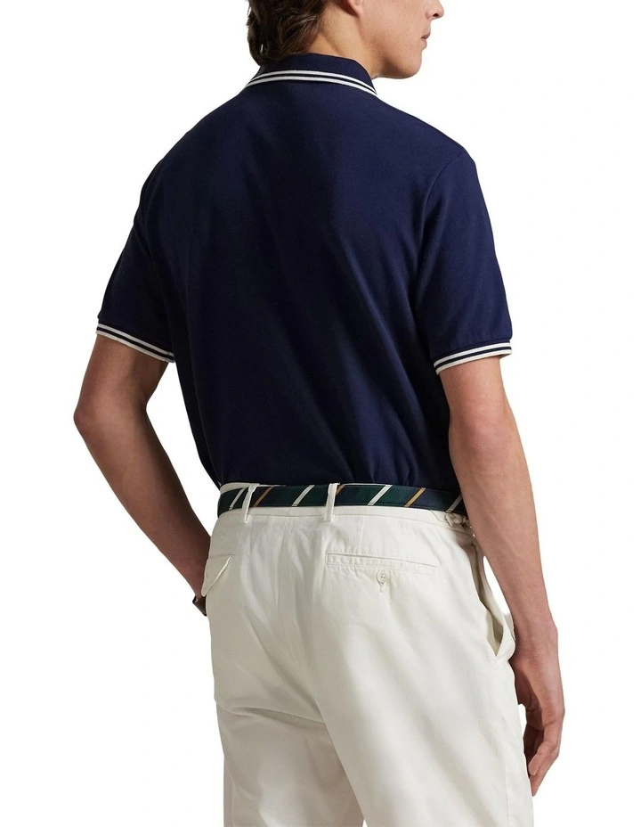 Classic Fit Mesh Graphic Polo Shirt in Blue image 2