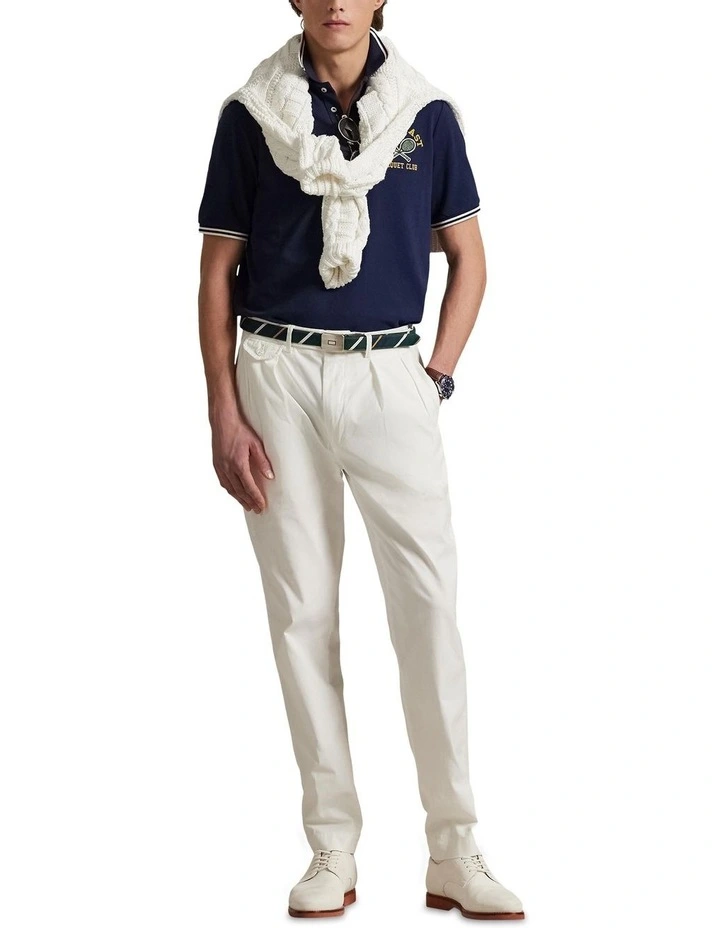 Classic Fit Mesh Graphic Polo Shirt in Blue image 3