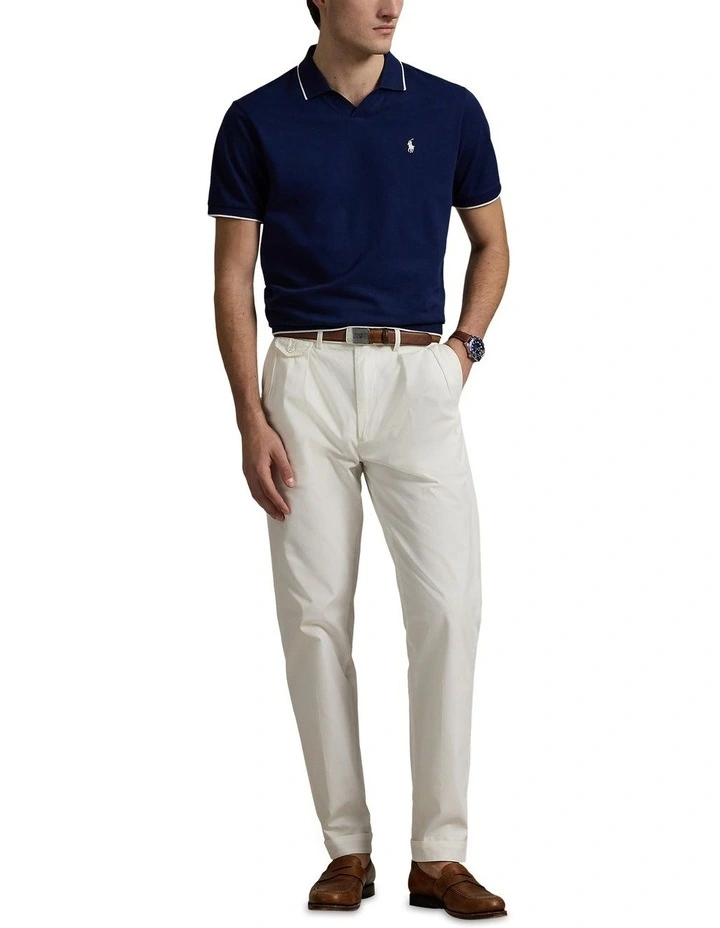 Jacquard Mesh Polo Shirt in Blue image 3