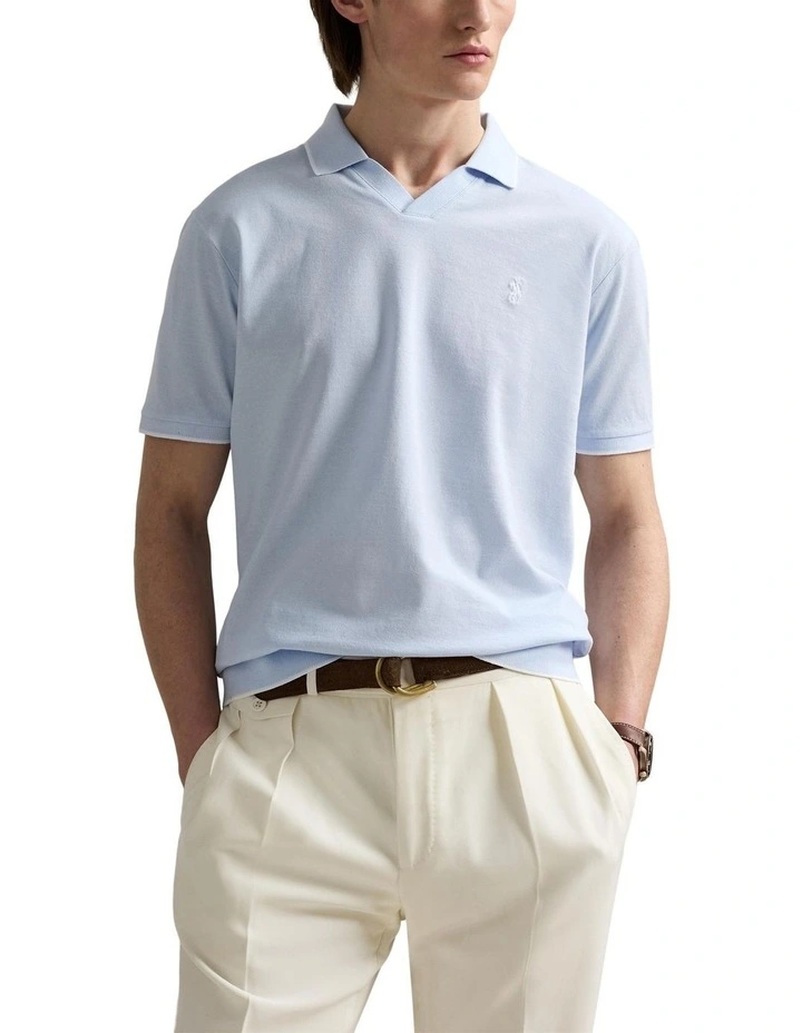 Jacquard Mesh Polo Shirt in Blue image 1