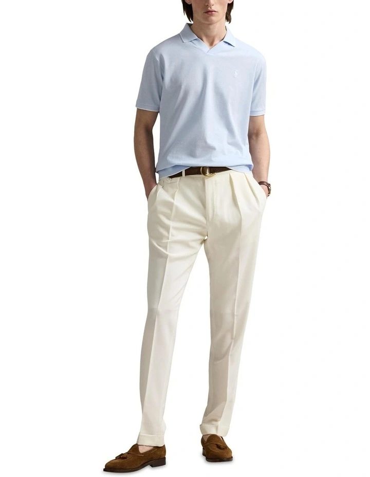 Jacquard Mesh Polo Shirt in Blue image 3