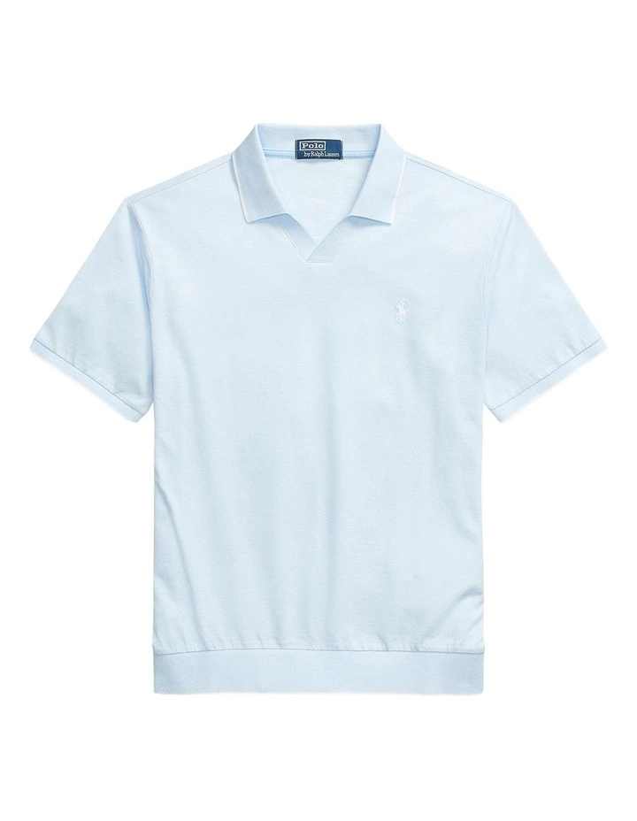 Jacquard Mesh Polo Shirt in Blue image 4