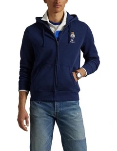 Polo Bear Fleece Full-Zip Hoodie in Blue