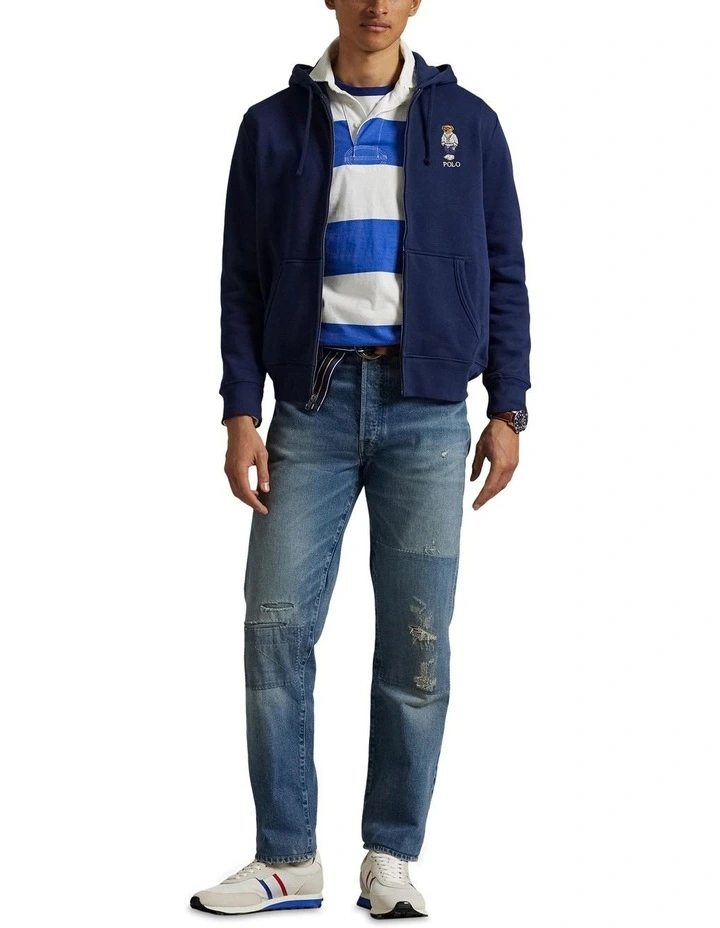 Polo Bear Fleece Full-Zip Hoodie in Blue image 3