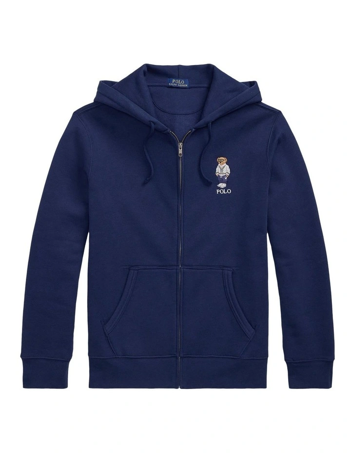 Polo Bear Fleece Full-Zip Hoodie in Blue image 4