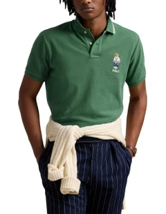 Custom Slim Mesh Polo Shirt in Green