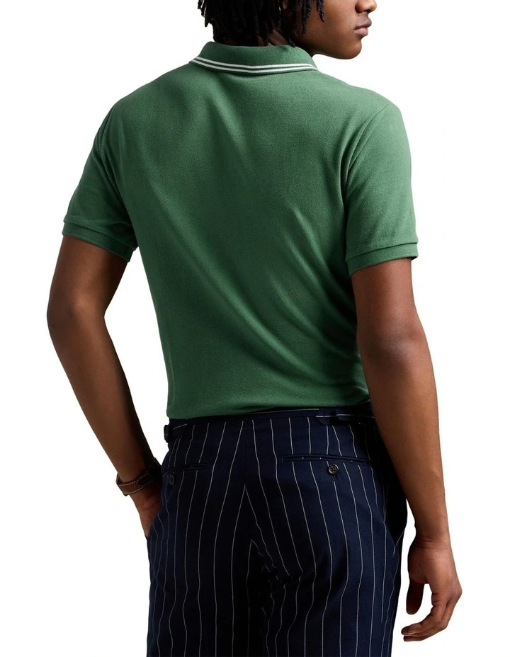 Custom Slim Mesh Polo Shirt in Green image 2