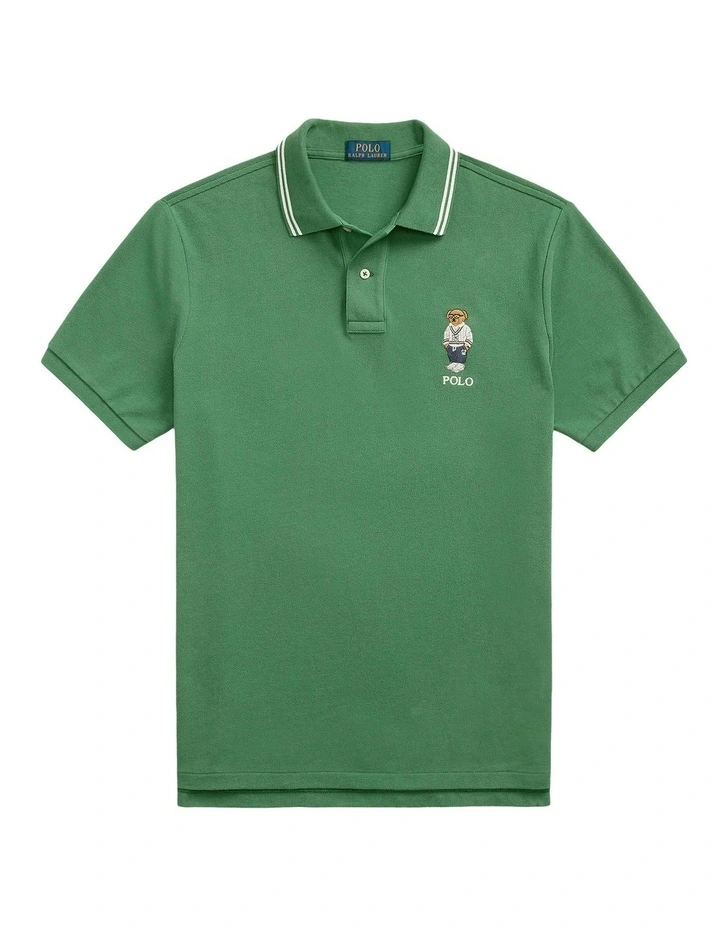 Custom Slim Mesh Polo Shirt in Green image 4