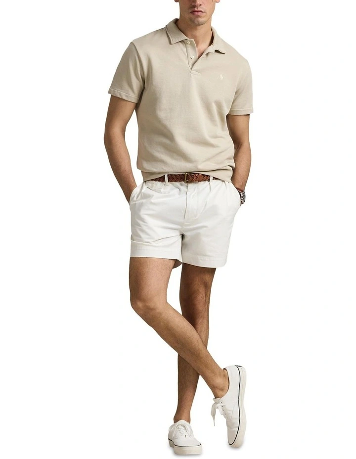 Loopback Fleece Polo Shirt in Beige image 3