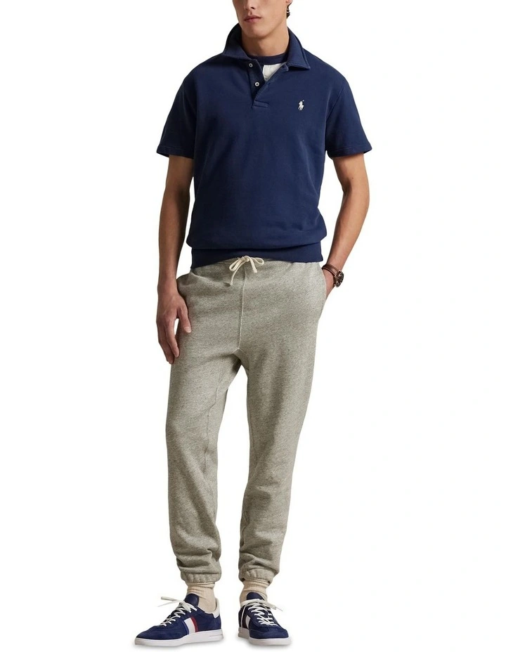 Loopback Fleece Polo Shirt in Blue image 3