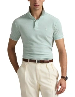 Custom Slim Fit Stretch Oxford Mesh Polo Shirt in Green