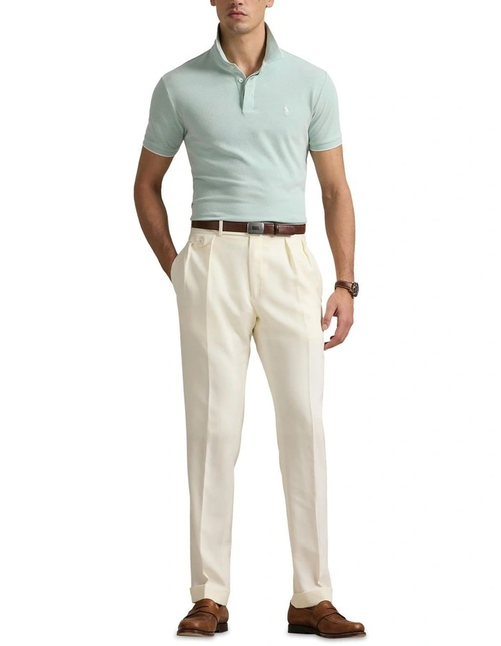 Custom Slim Fit Stretch Oxford Mesh Polo Shirt in Green image 3