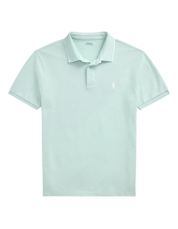 Custom Slim Fit Stretch Oxford Mesh Polo Shirt in Green image 4