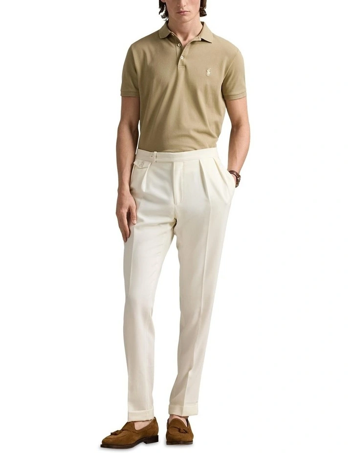 Custom Slim Fit Stretch Mesh Polo Shirt in Beige image 3