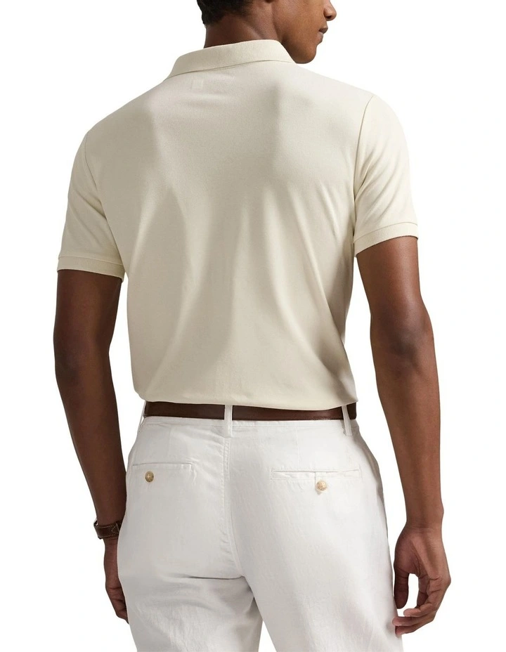 Custom Slim Fit Stretch Mesh Polo Shirt in Natural image 2