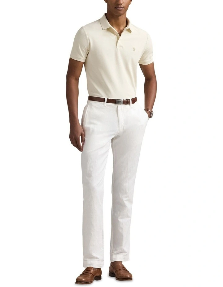 Custom Slim Fit Stretch Mesh Polo Shirt in Natural image 3