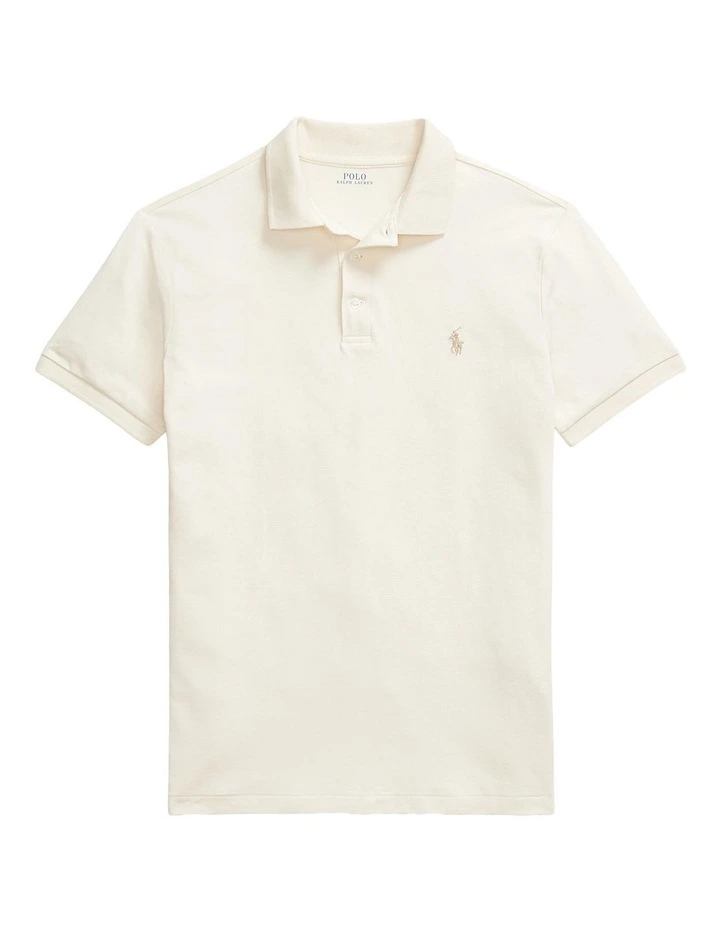 Custom Slim Fit Stretch Mesh Polo Shirt in Natural image 4
