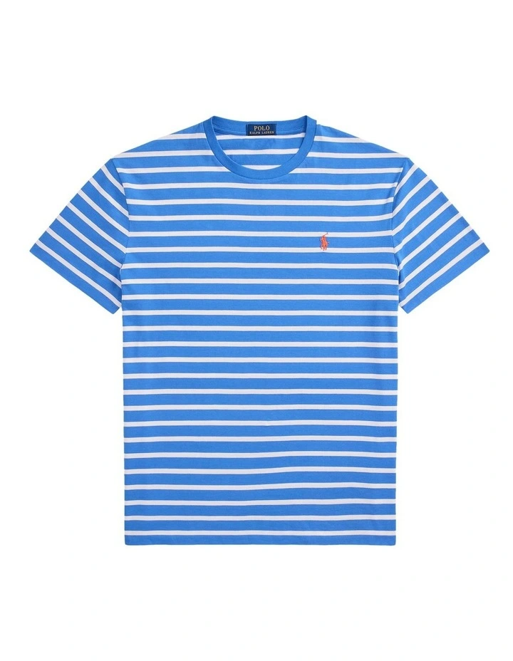 Classic Fit Striped Jersey T-shirt in Blue image 4