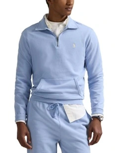 Loopback Fleece Quarter Zip Sweatshirt in Blue