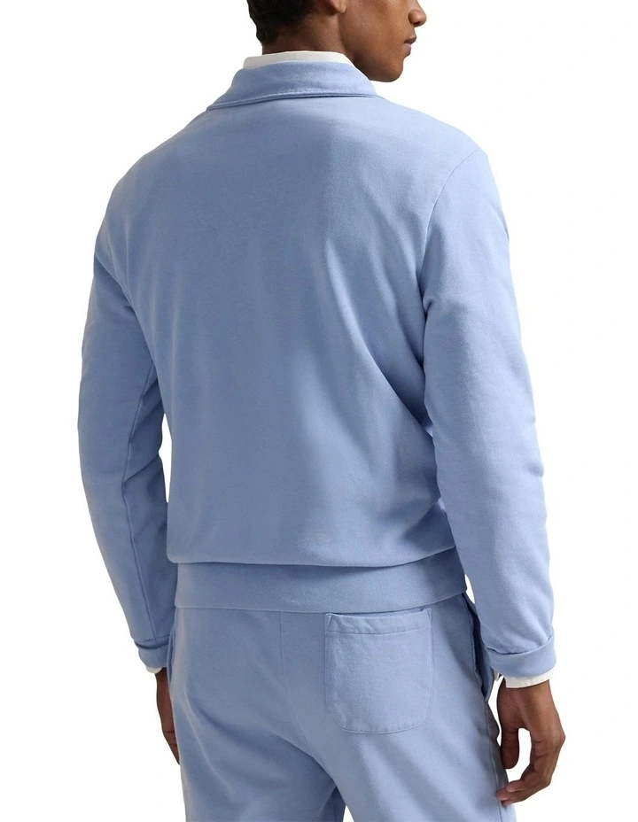 Loopback Fleece Quarter Zip Sweatshirt in Blue image 2