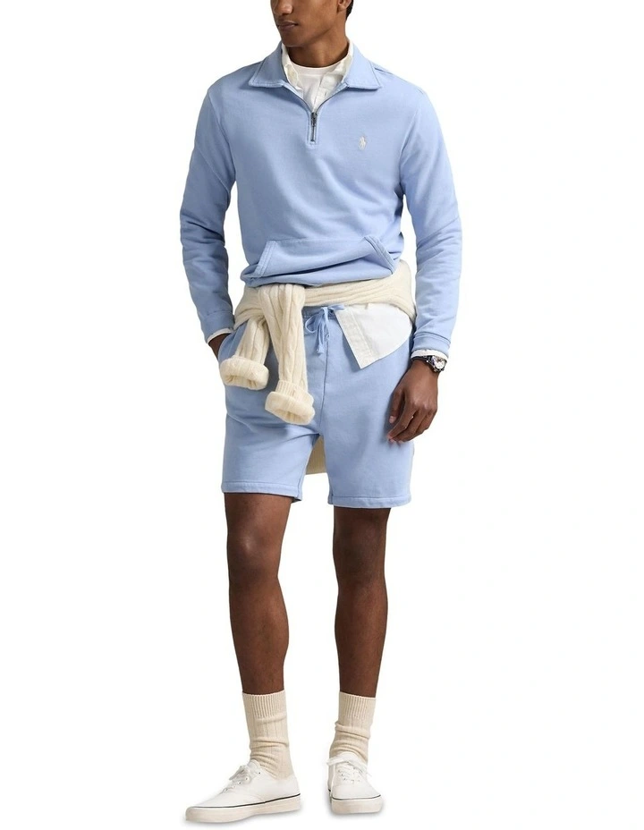 Loopback Fleece Quarter Zip Sweatshirt in Blue image 3