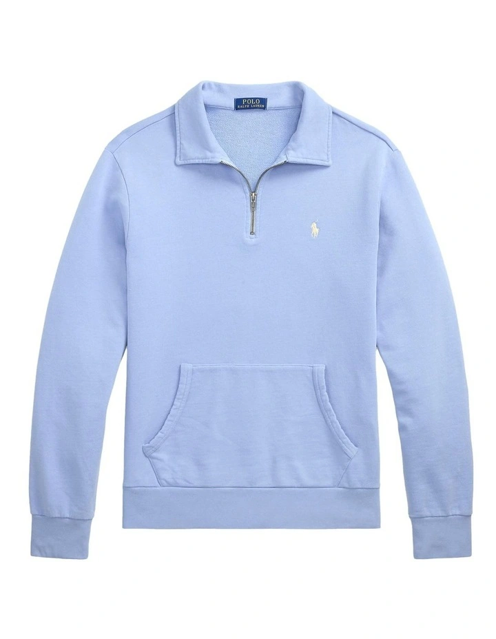 Loopback Fleece Quarter Zip Sweatshirt in Blue image 4