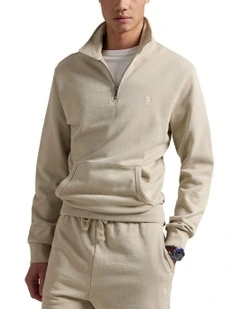 Loopback Fleece Quarter-Zip Sweatshirt in Grey