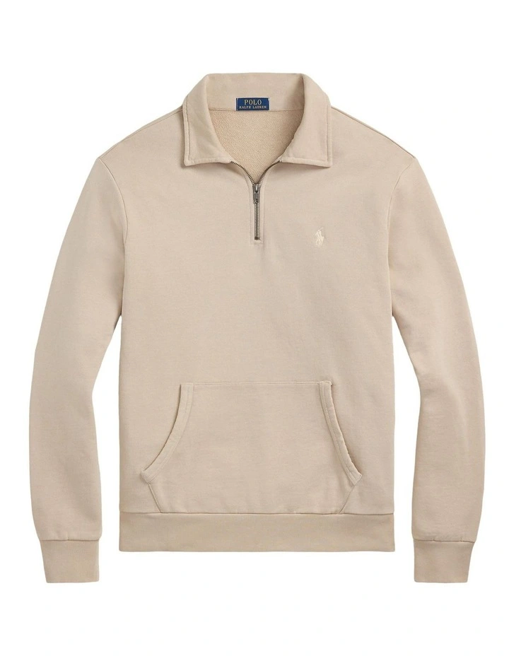 Loopback Fleece Quarter-Zip Sweatshirt in Grey image 4