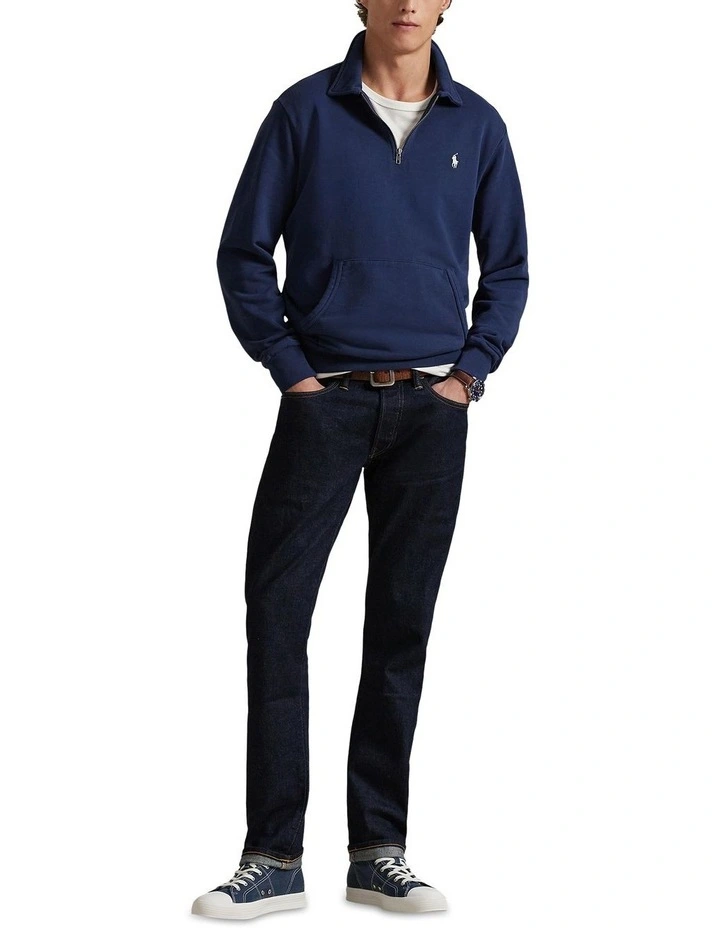 Loopback Fleece Quarter-Zip Sweatshirt in Blue image 3