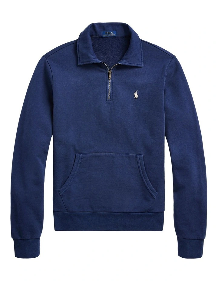Loopback Fleece Quarter-Zip Sweatshirt in Blue image 4