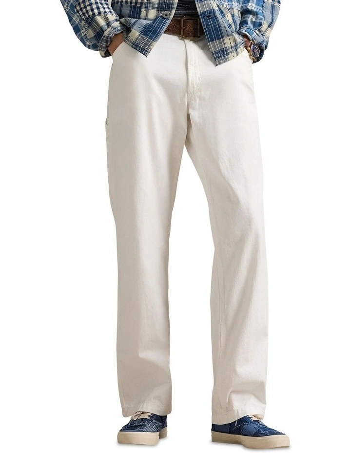Dungaree Fit Twill Carpenter Pant in White image 1