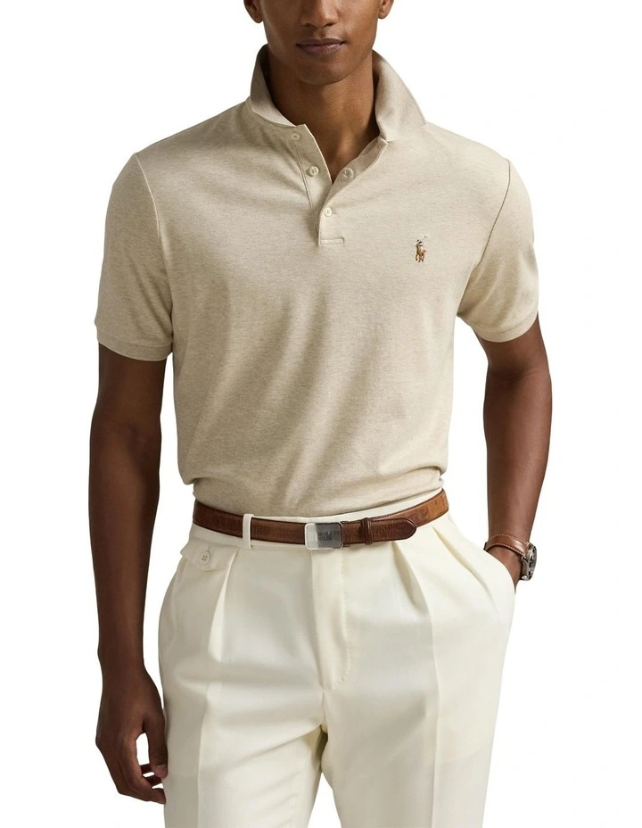 Custom Slim Fit Soft Cotton Polo Shirt in Beige image 1