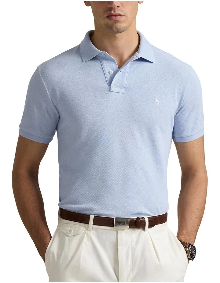 The Iconic Mesh Polo Shirt in Blue image 1
