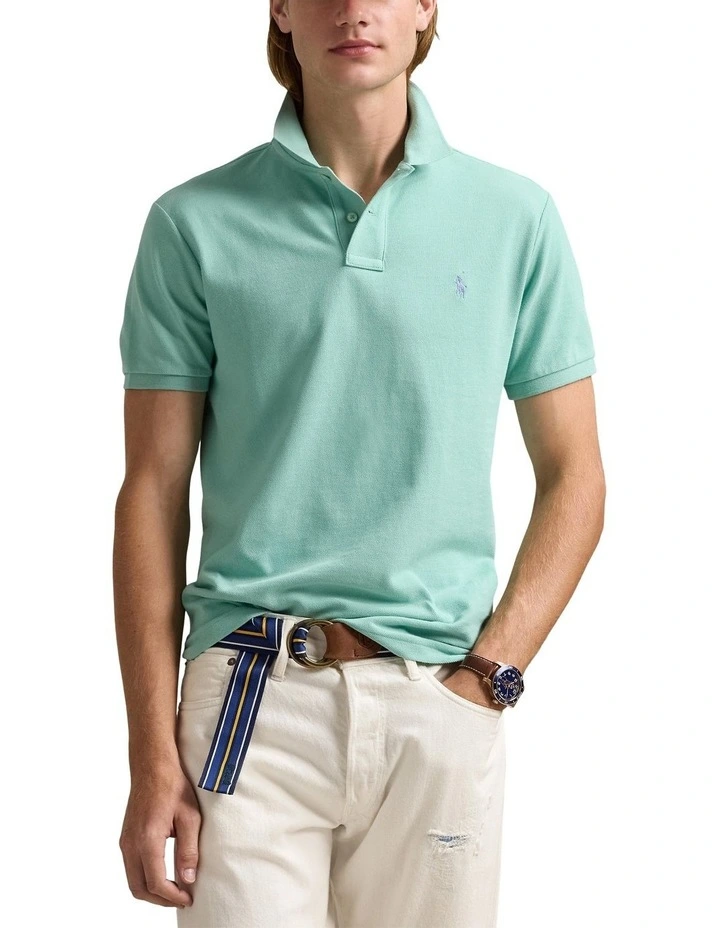 The Iconic Mesh Polo Shirt in Green image 1