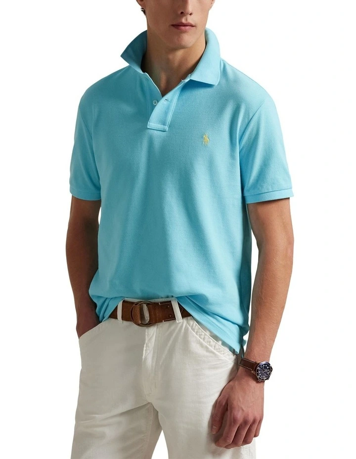 The Iconic Mesh Polo Shirt in Blue image 1