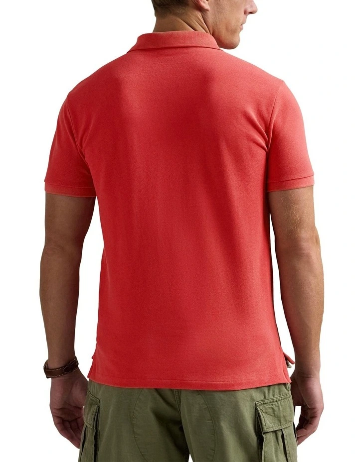 The Iconic Mesh Polo Shirt in Red image 2