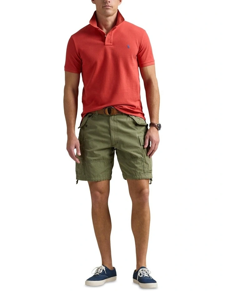 The Iconic Mesh Polo Shirt in Red image 3