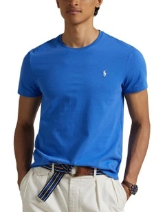 Custom Slim Fit Jersey Crewneck T-shirt in Blue