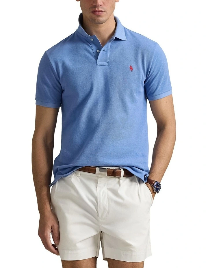 The Iconic Mesh Polo Shirt in Blue image 1