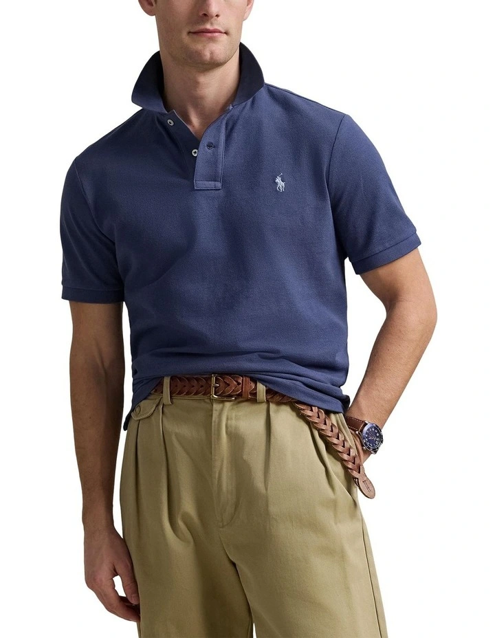 The Iconic Mesh Polo Shirt in Blue image 1