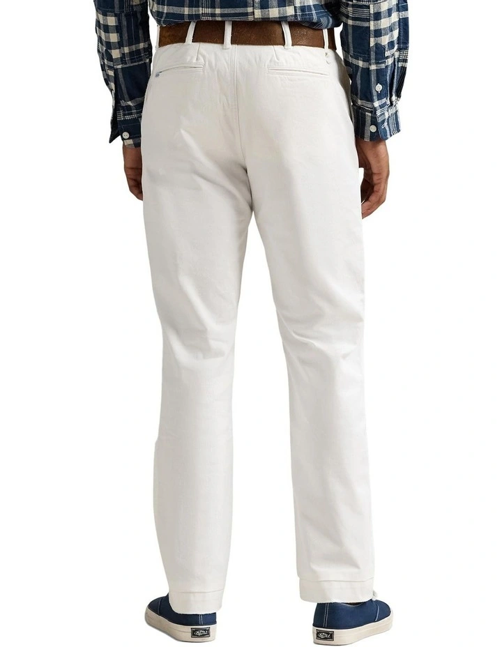 Classic Fit Repaired Twill Pant in White image 2