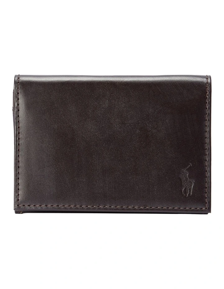 Leather Folded Card Case in Brown image 1