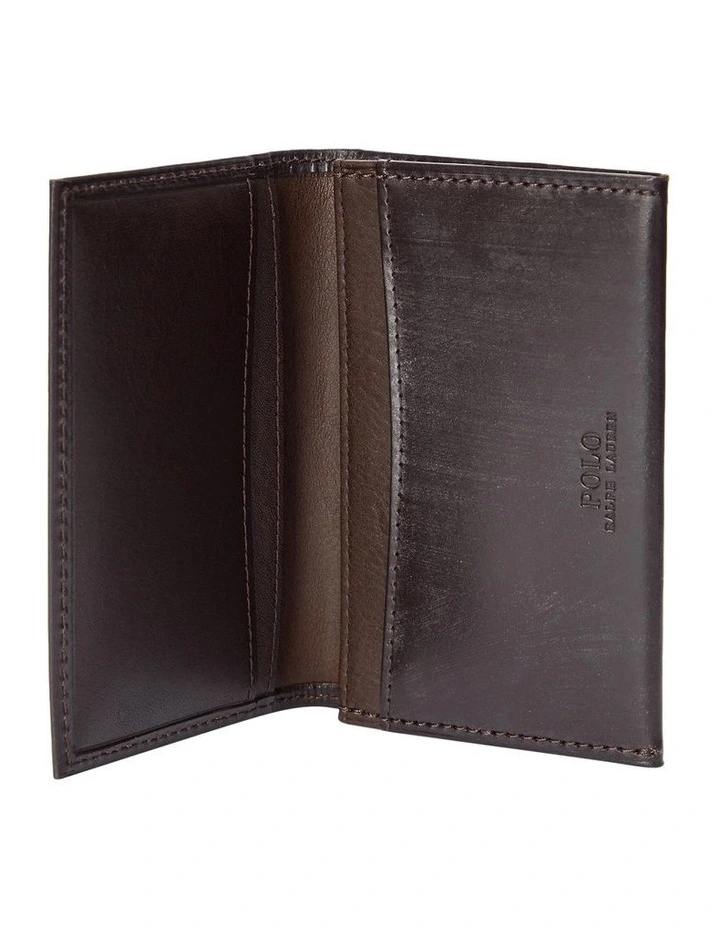 Leather Folded Card Case in Brown image 3