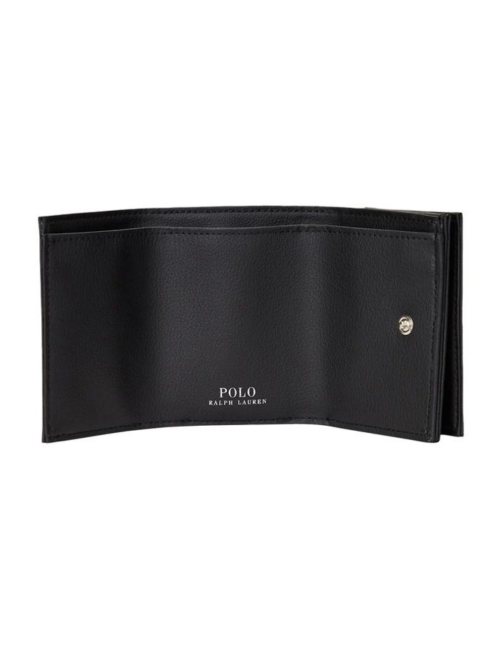 Vegan Leather Trifold Wallet in Black image 3