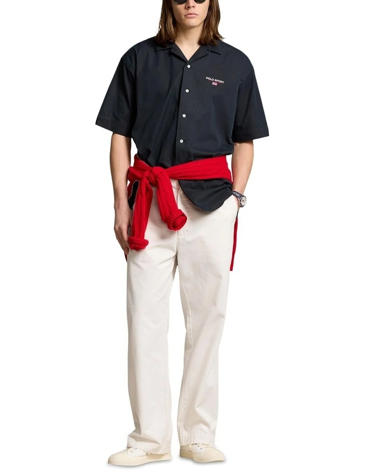 Big Fit Polo Sport Chino Camp Shirt in Black image 3