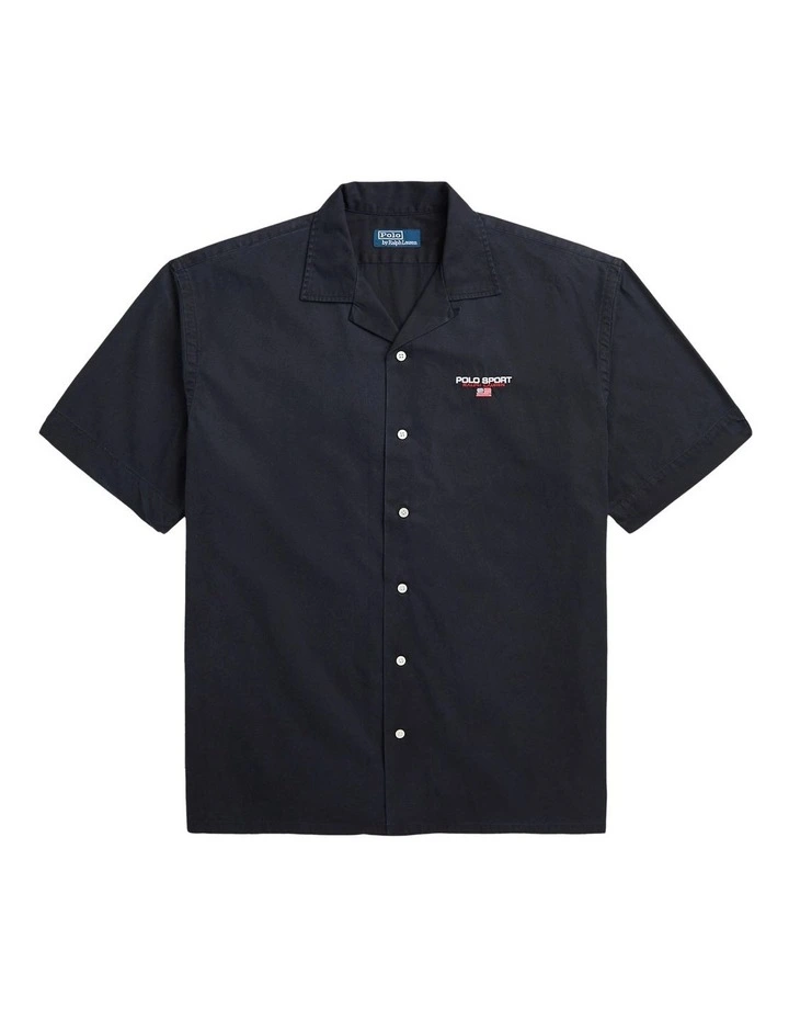 Big Fit Polo Sport Chino Camp Shirt in Black image 4