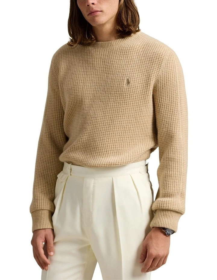 Waffle-Knit Wool-Alpaca Sweater in Brown image 1