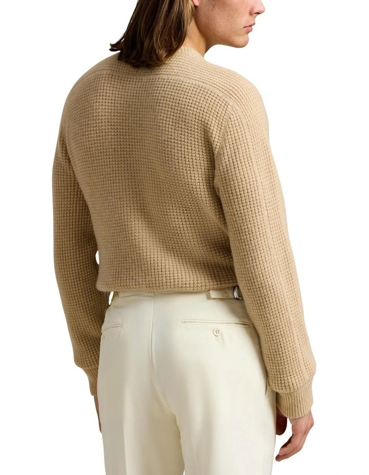 Waffle-Knit Wool-Alpaca Sweater in Brown image 2