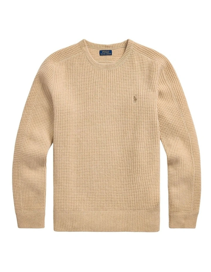 Waffle-Knit Wool-Alpaca Sweater in Brown image 4