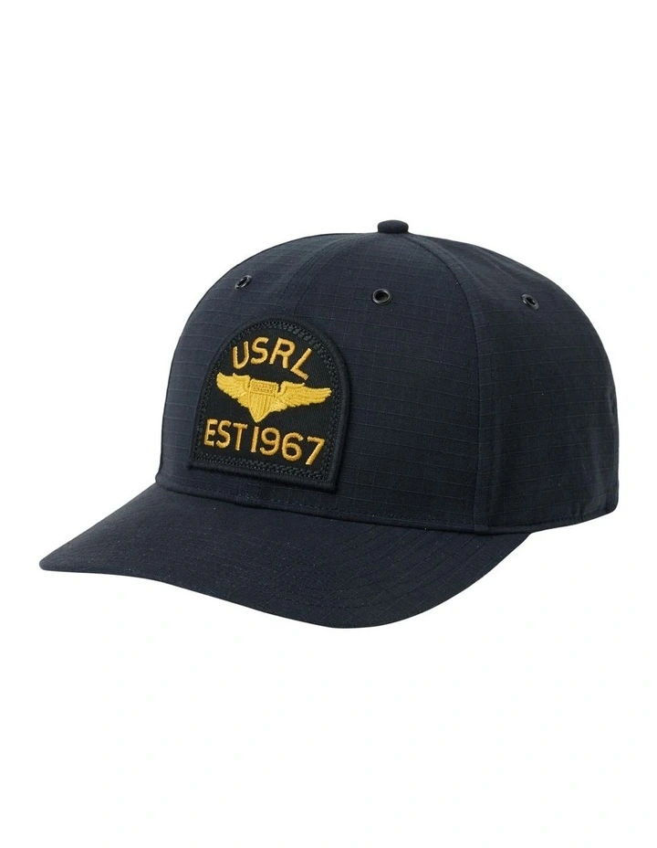 Garment-Dyed Ripstop Ball Cap in Black image 1